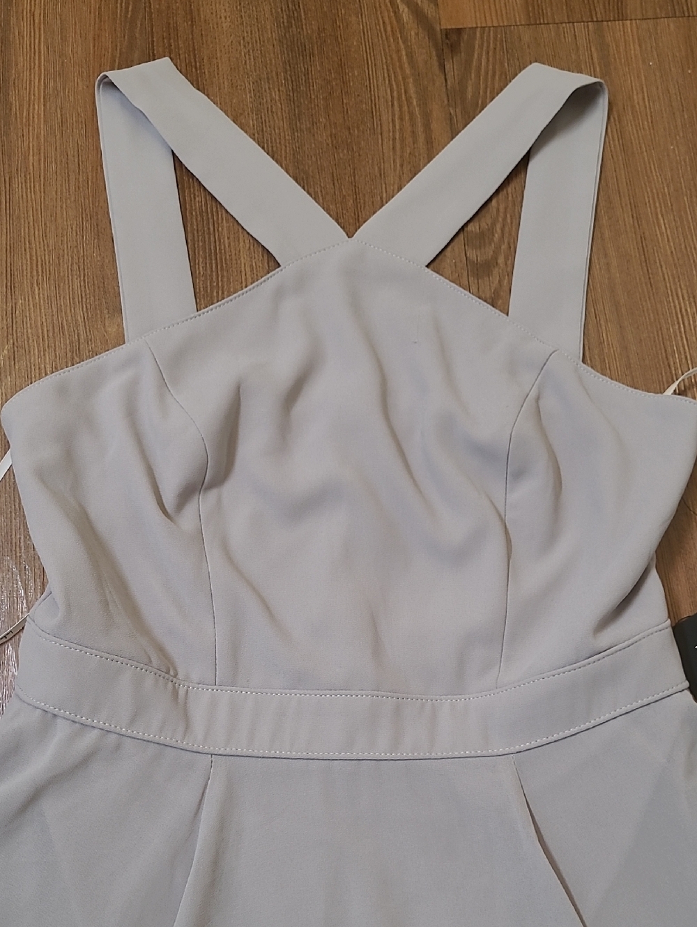 Lulu's Light Gray Cross-Back Fit & Flare Mini Dress - Picture 3 of 12